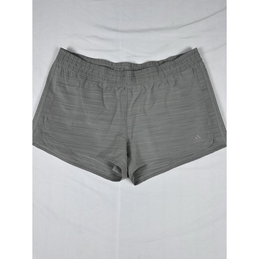 Adidas Shorts Women Heather Gray Three Stripe Woven Pacer Gym Running GT1185 XL